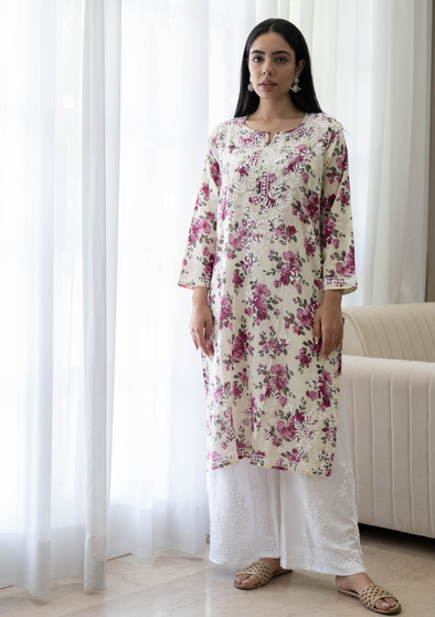 Dareen Chikankari Mulmul Straight Kurta