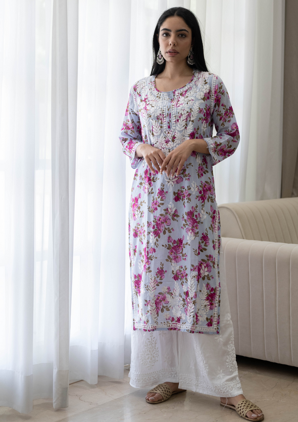 Dareen Chikankari Mulmul Straight Kurta