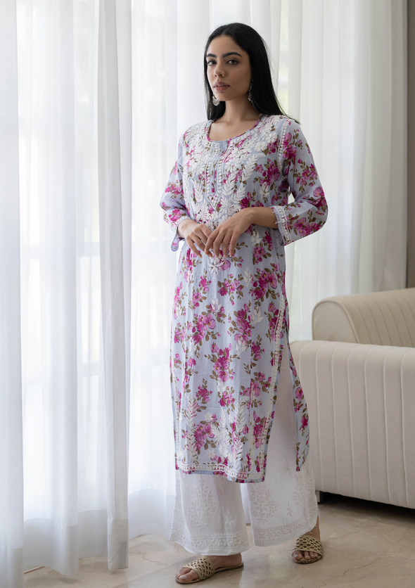 Dareen Chikankari Mulmul Straight Kurta