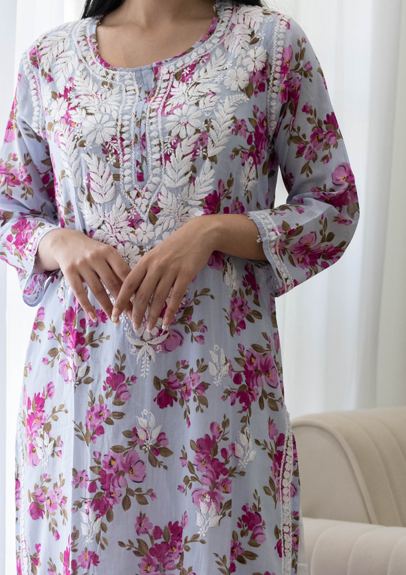 Dareen Chikankari Mulmul Straight Kurta
