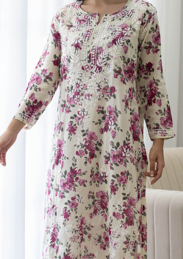 Dareen Chikankari Mulmul Straight Kurta