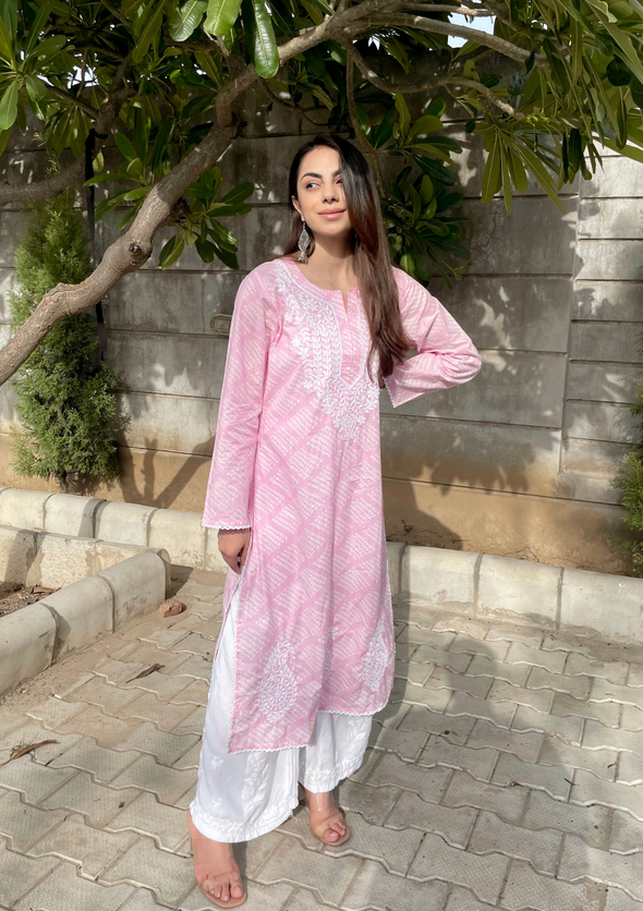 Elham Chikankari Mulmul Straight Kurta