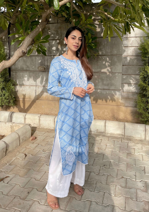 Elham Chikankari Mulmul Straight Kurta
