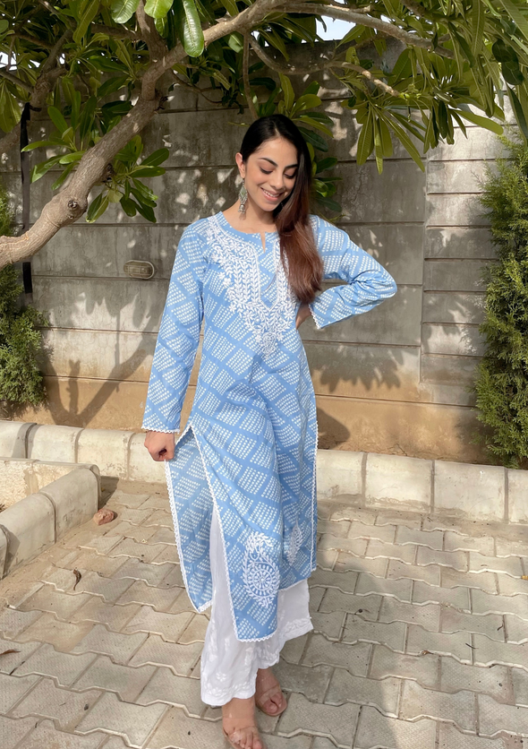 Elham Chikankari Mulmul Straight Kurta