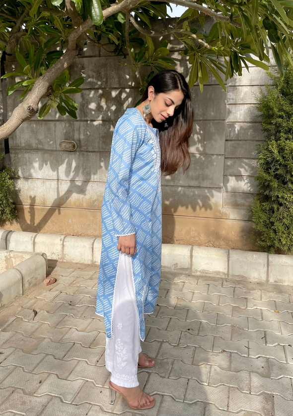 Elham Chikankari Mulmul Straight Kurta