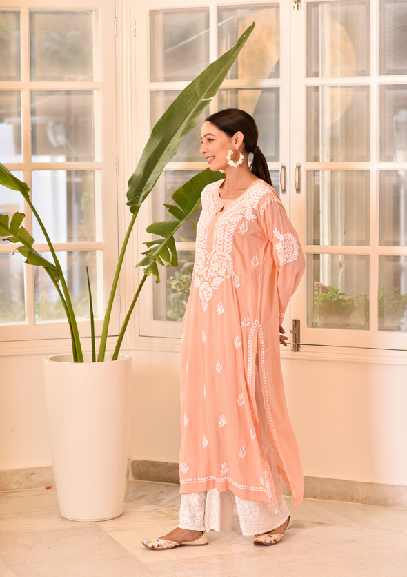 Ishtar Chikankari Modal Straight Kurta