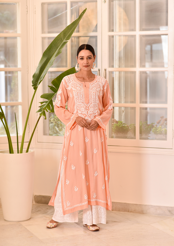 Ishtar Chikankari Modal Straight Kurta