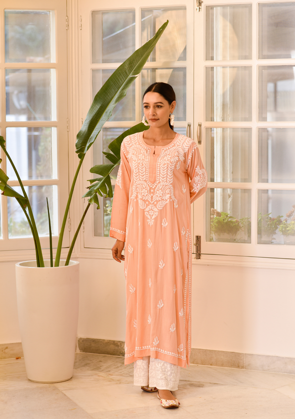 Ishtar Chikankari Modal Straight Kurta