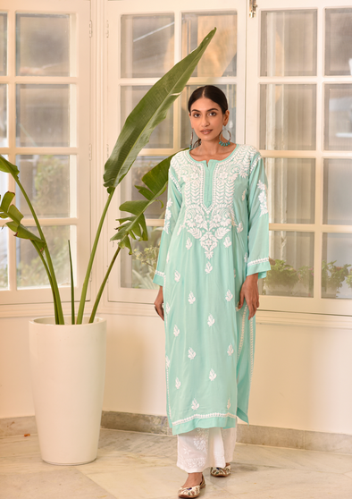 Ishtar Chikankari Modal Straight Kurta