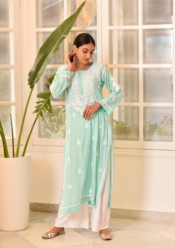 Ishtar Chikankari Modal Straight Kurta