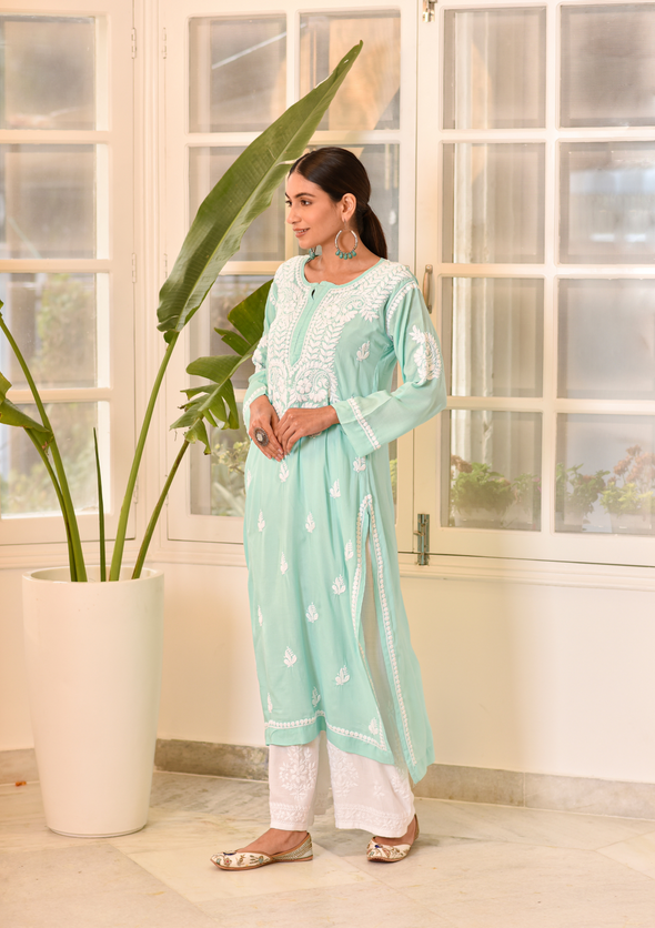 Ishtar Chikankari Modal Straight Kurta