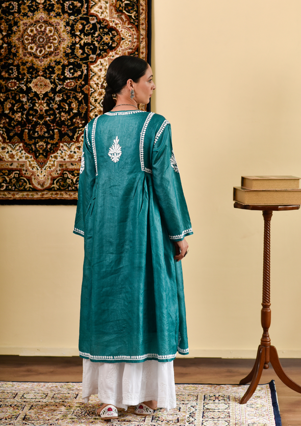 Janan Chikankari Silk A-Line Gown