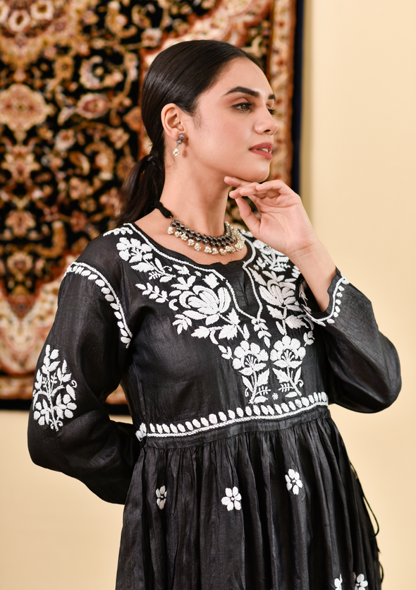 Masoom Chikankari Silk A-Line Gown