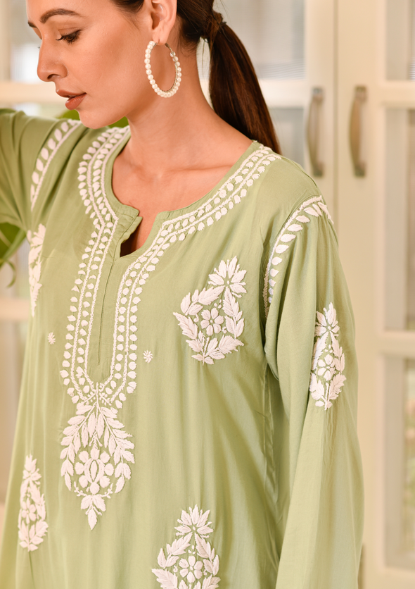 Nasira Chikankari Modal Straight Kurta