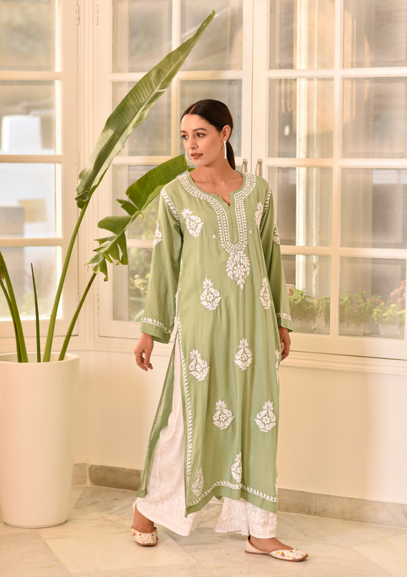 Nasira Chikankari Modal Straight Kurta