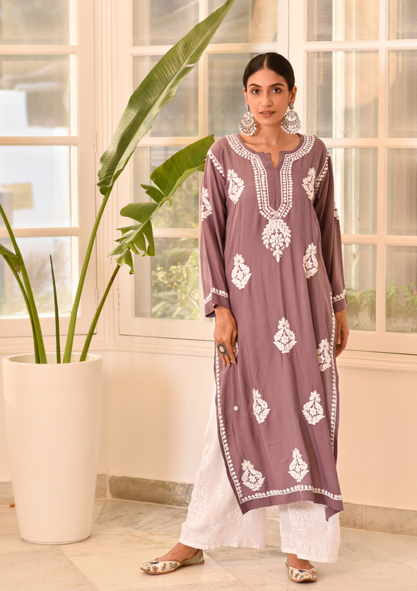 Nasira Chikankari Modal Straight Kurta