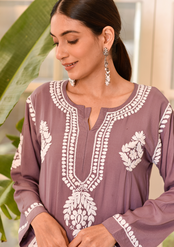 Nasira Chikankari Modal Straight Kurta