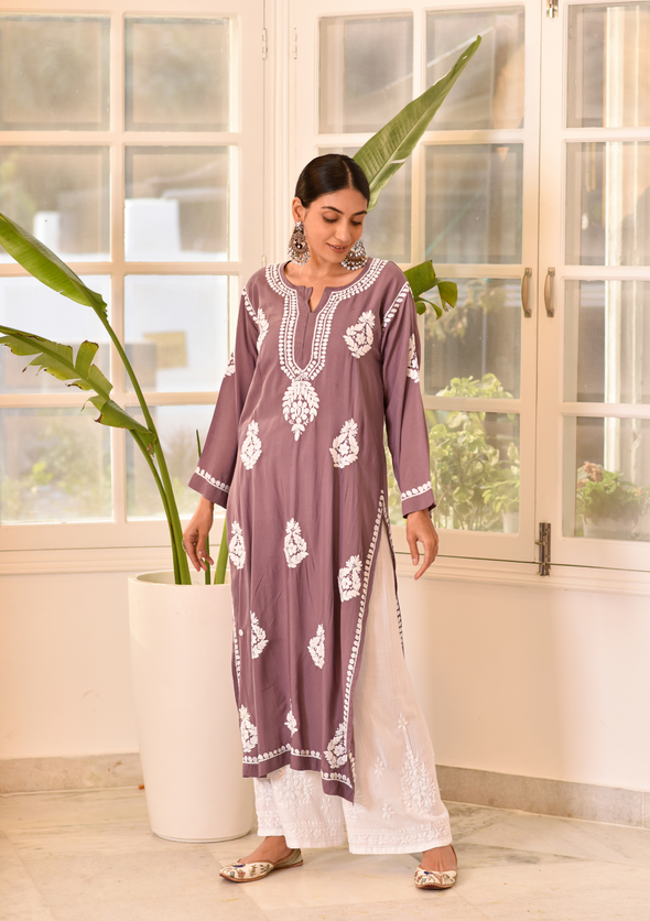 Nasira Chikankari Modal Straight Kurta