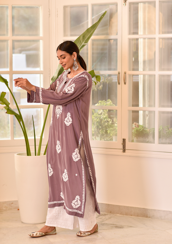 Nasira Chikankari Modal Straight Kurta