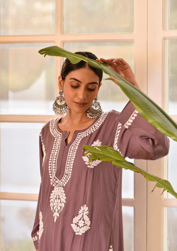 Nasira Chikankari Modal Straight Kurta