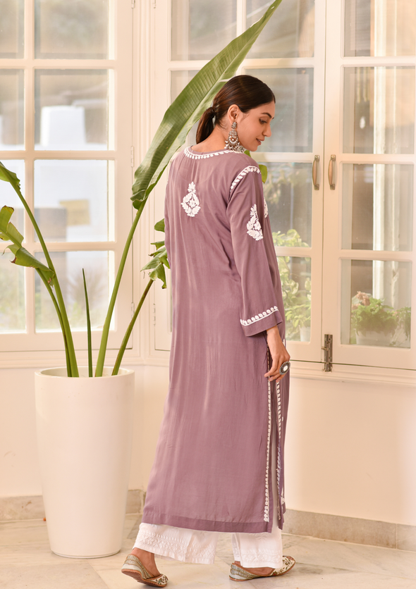 Nasira Chikankari Modal Straight Kurta
