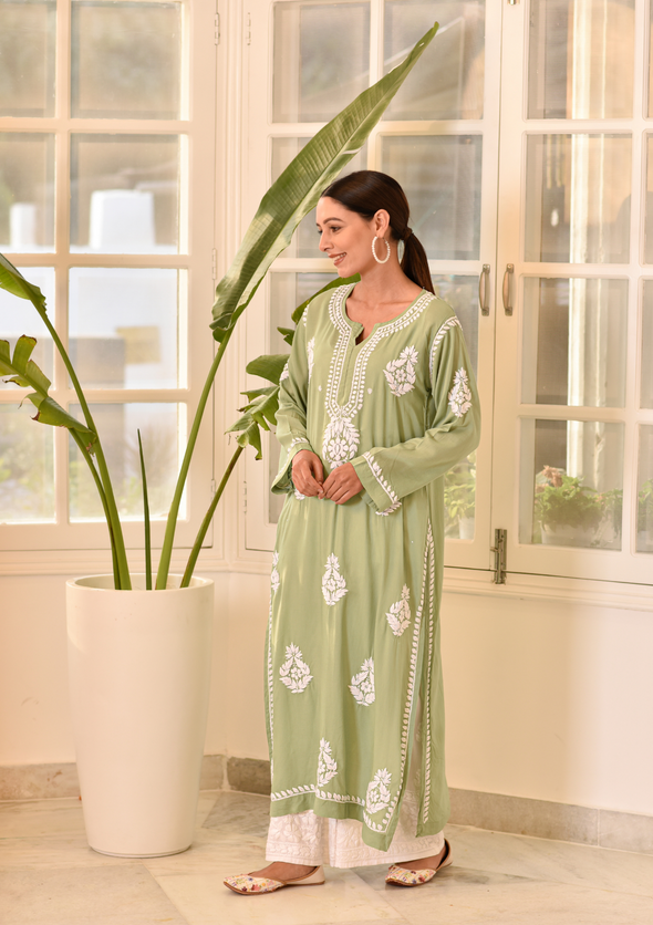 Nasira Chikankari Modal Straight Kurta