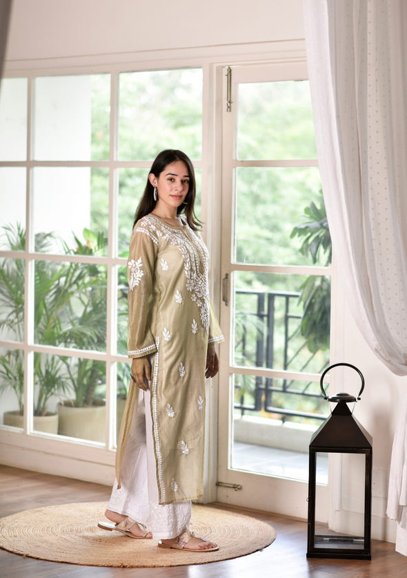 Raisa Chikankari Chanderi Straight Kurta