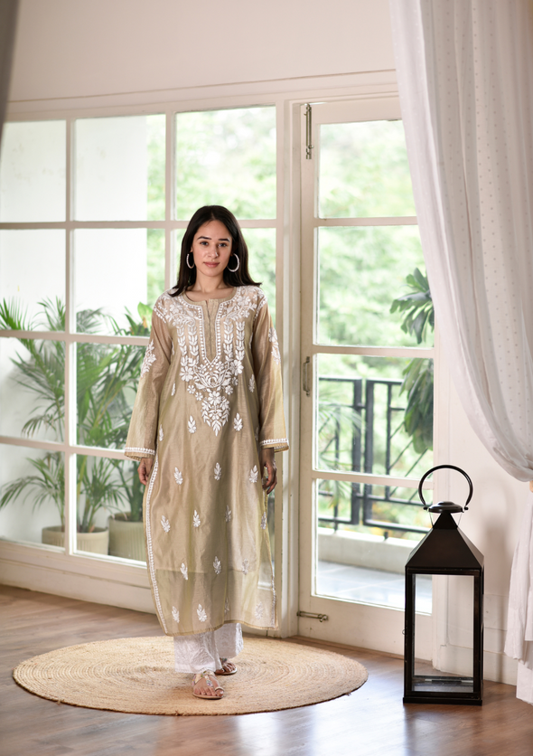 Raisa Chikankari Chanderi Straight Kurta