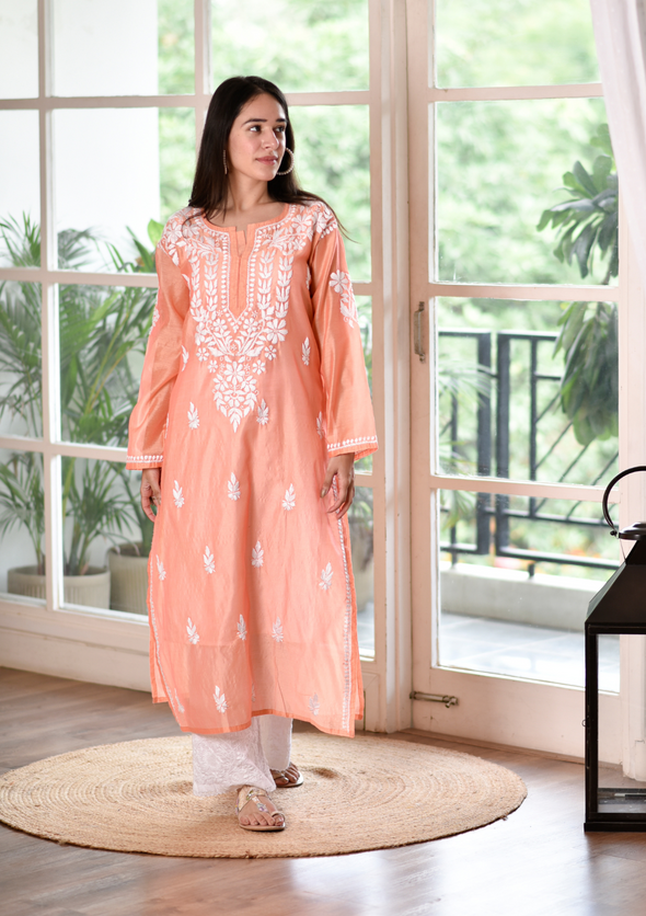 Raisa Chikankari Chanderi Straight Kurta