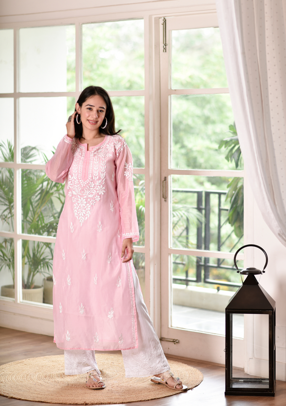 Raisa Chikankari Chanderi Straight Kurta