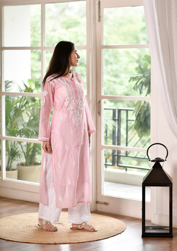 Raisa Chikankari Chanderi Straight Kurta