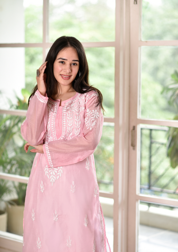 Raisa Chikankari Chanderi Straight Kurta