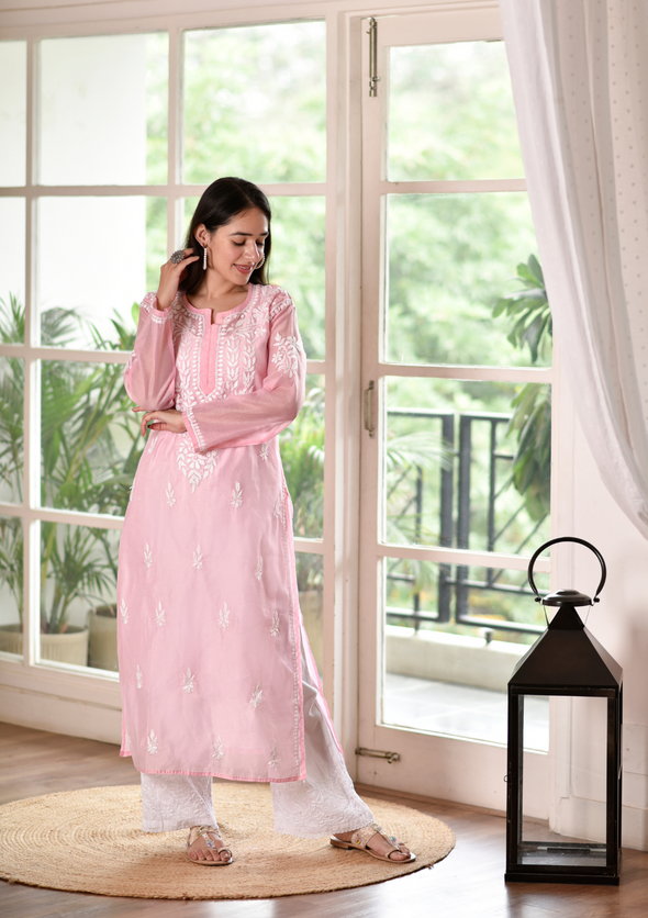 Raisa Chikankari Chanderi Straight Kurta