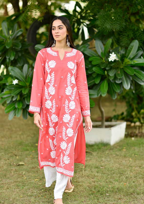 Rana Chikankari Cotton Straight Kurta