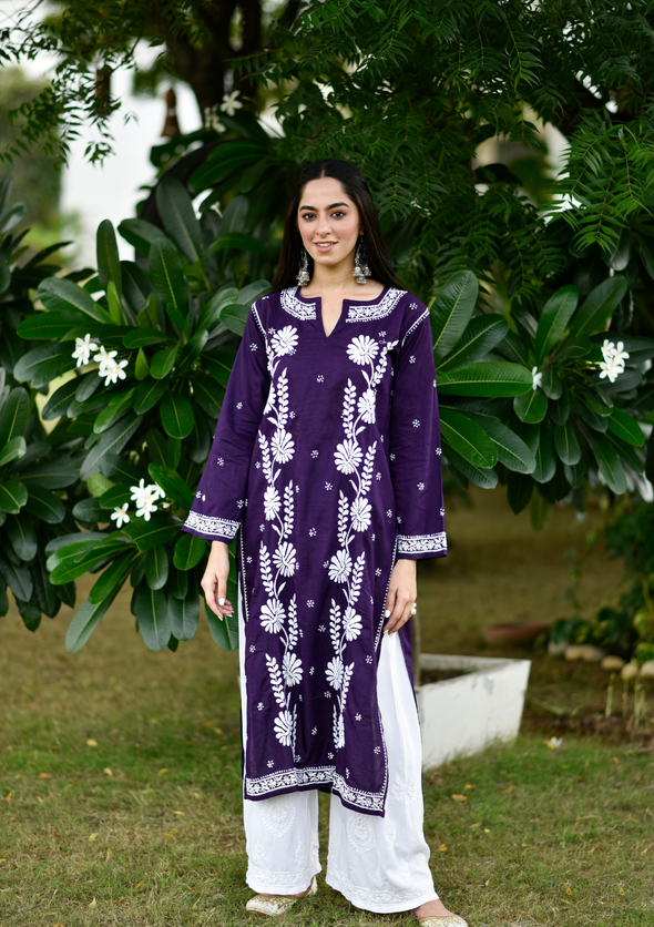 Rana Chikankari Cotton Straight Kurta