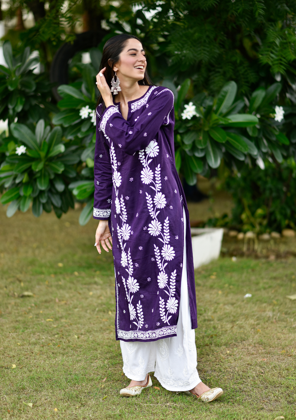 Rana Chikankari Cotton Straight Kurta