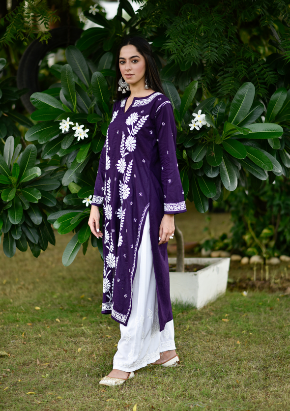 Rana Chikankari Cotton Straight Kurta