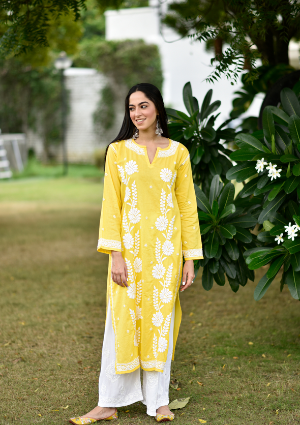 Rana Chikankari Cotton Straight Kurta