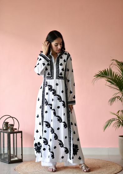 Safa Chikankari Muslin A-Line Kurta