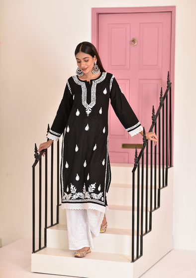 Sehrish Chikankari Cotton Straight Kurta