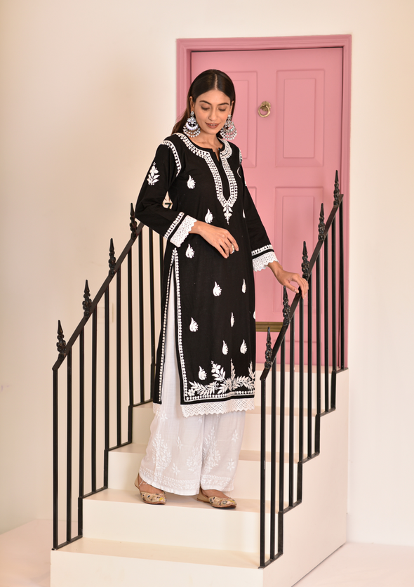 Sehrish Chikankari Cotton Straight Kurta