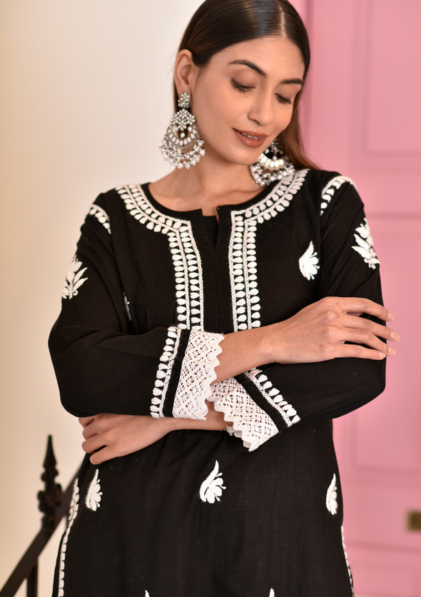 Sehrish Chikankari Cotton Straight Kurta