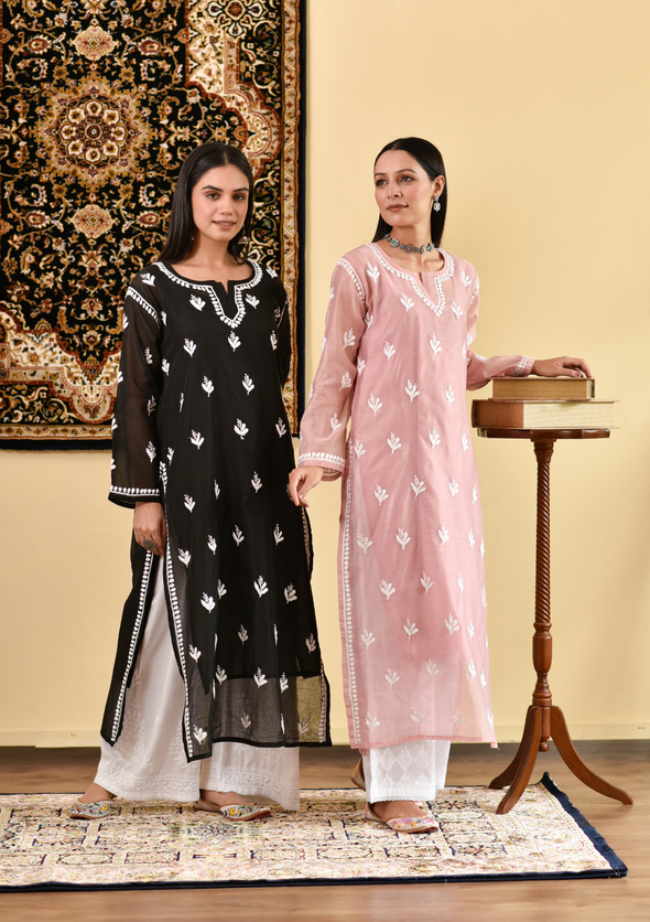 Shahira Chikankari Chanderi Straight Kurta