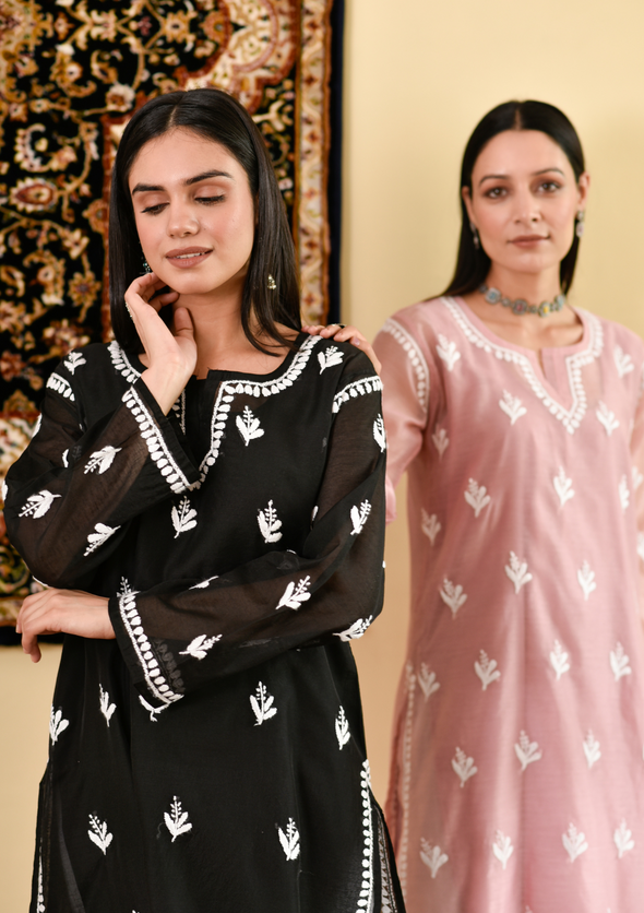 Shahira Chikankari Chanderi Straight Kurta