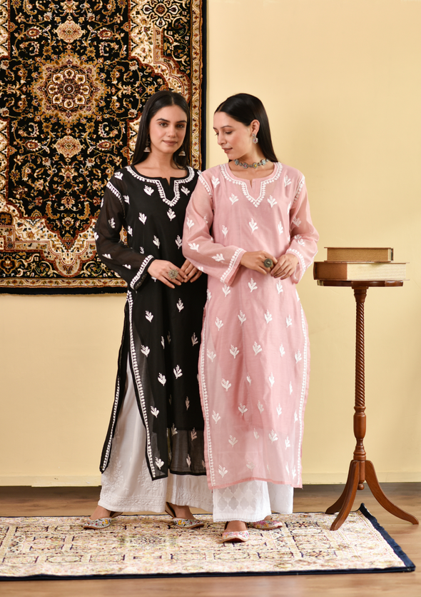 Shahira Chikankari Chanderi Straight Kurta