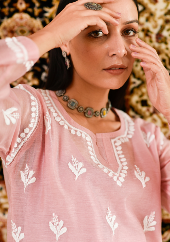 Shahira Chikankari Chanderi Straight Kurta