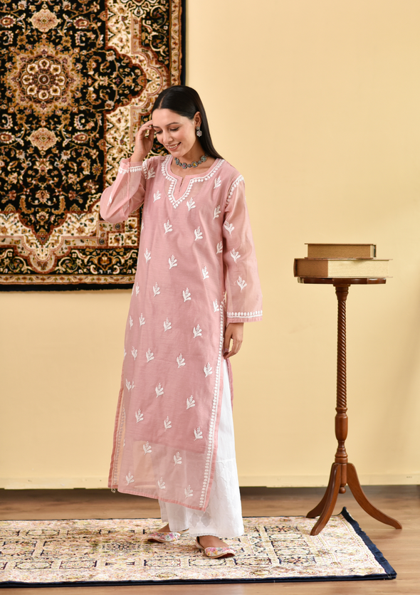 Shahira Chikankari Chanderi Straight Kurta