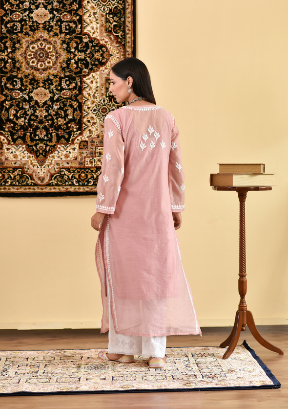 Shahira Chikankari Chanderi Straight Kurta