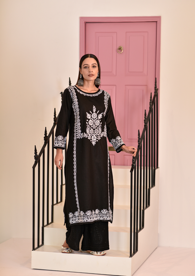 Sidra Chikankari Cotton Straight Kurta