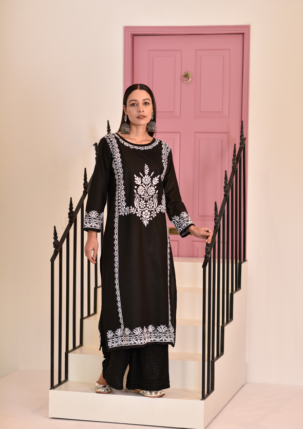Sidra Chikankari Cotton Straight Kurta